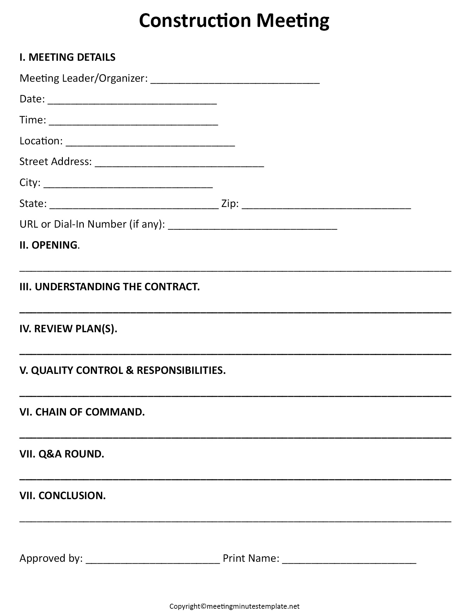 construction meeting minutes template