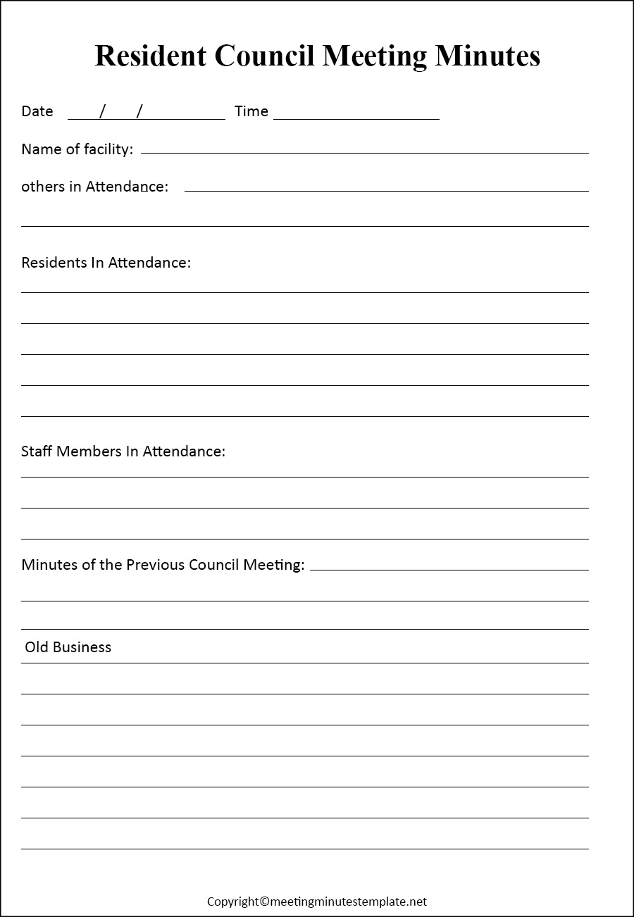 Resident Council Meeting Minutes Template
